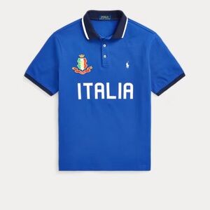 Blue Polo Shirt with Italia Logo Ralph Lauren Large